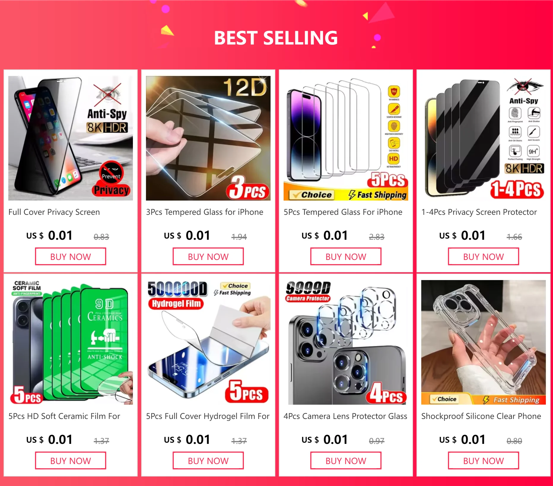 5Pcs Tempered Glass For iPhone 15 13 11 12 14 Pro Max Mini Screen Protector For IPhone 16 7 8 Plus X XR XS MAX Protective Glass