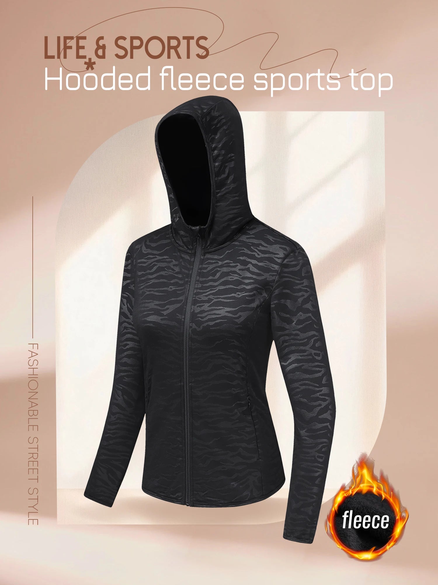 Womens Fashionable Jacket Daily Outdoor Quick Drying Breathable Casual Top Polyester Ammonia Fleece Knitted Fabric