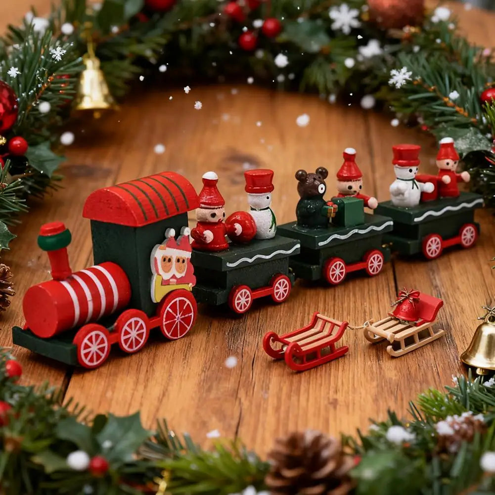 Christmas Wooden Train Merry Christmas Decorations For Home Cristmas Party Ornament Xmas Navidad Noel Gifts Happy New Year