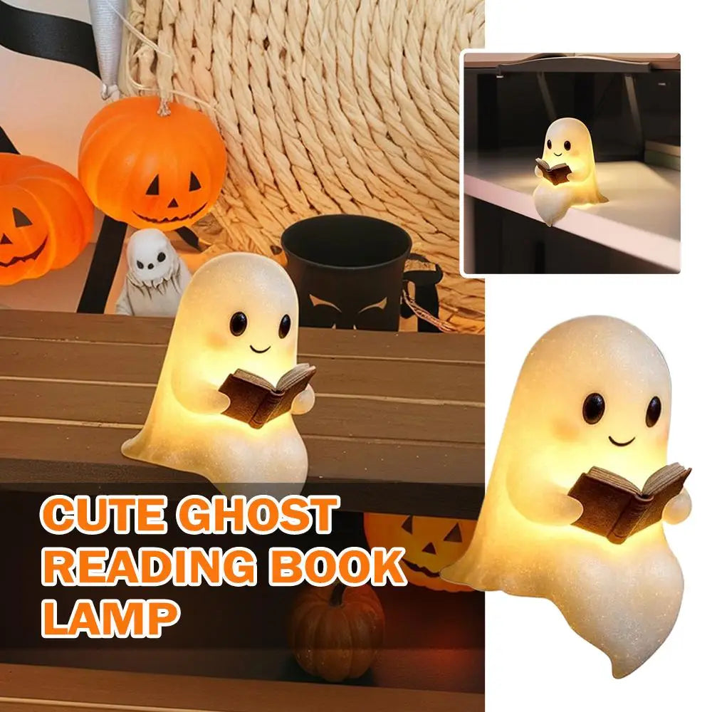 Halloween Cute Ghost Lamp Spooky Night Light LED Reading Lamp Desktop Decoration Atmosphere Light Party Ornament Lamp