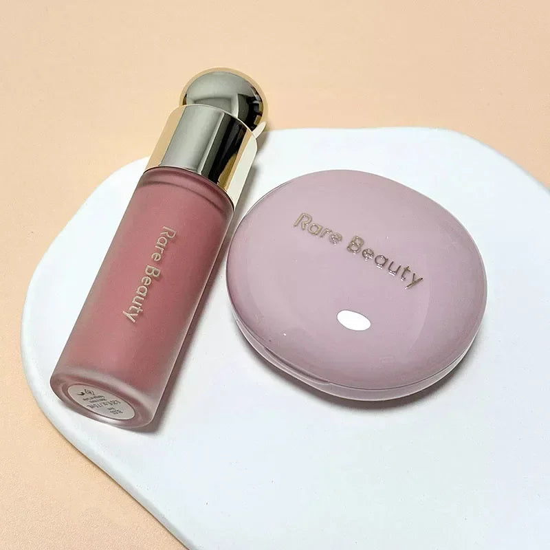 Hot Fashion Rare Beauty Setting Powder with Mirror Liquid Blush Moisturizing Dual-use Waterproof Lip Glaze Rouge Smooth Makeup