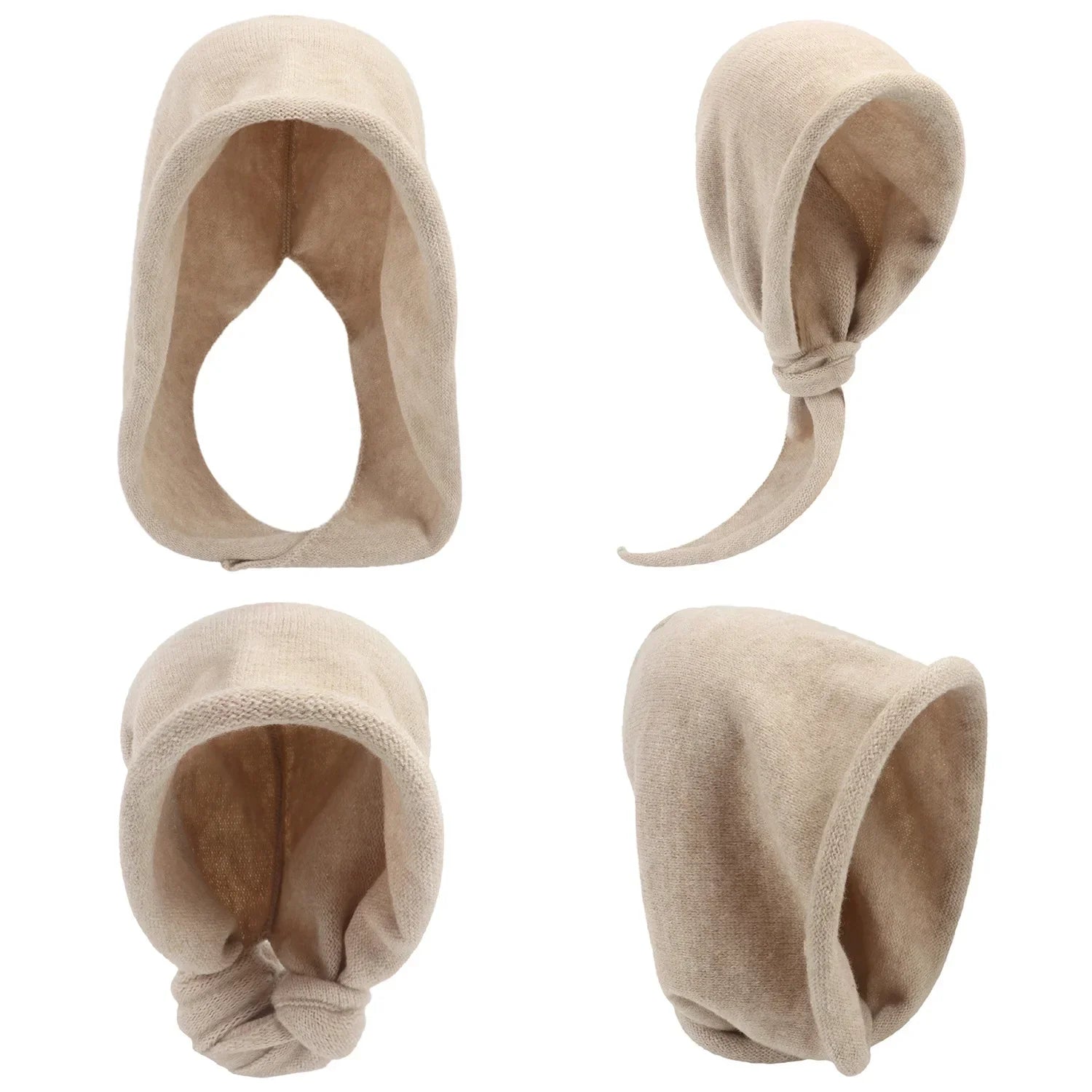 New Winter Balaclava Hat Scarf Combo Women's Fashion Knitted Cap Wrap-around Cashmere Skullies & Beanies