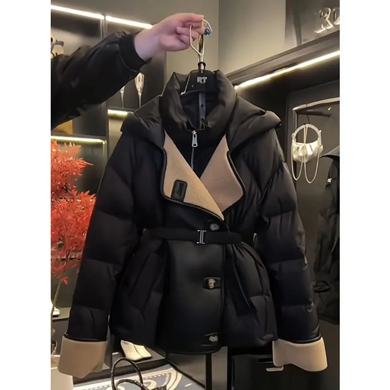 2025 Winter Women's Clothing Design Feels Slim Waist Coat Cotton-Padded Female New Fashion Joker Jacket Warm Cold Overwear