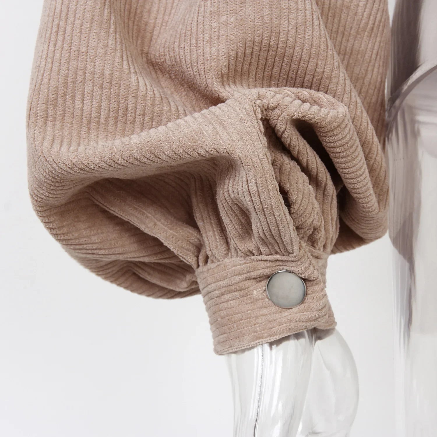 New Autumn Winter Jackets for Women Lantern Sleeve Tops Cropped Bomber Jacket Overcoat Outwear clothes Corduroy Coat 18047