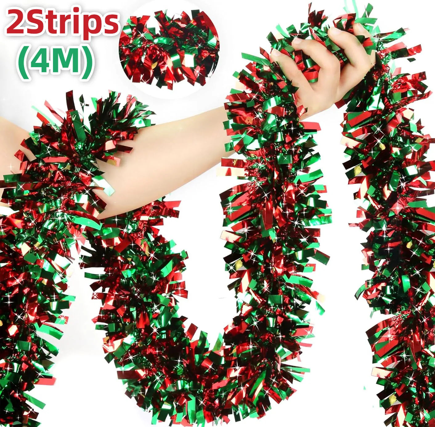 Christmas Tinsel Garlands Decoration Bar Tops Red Green Wreath Xmas Tree Ornaments Party Home Staircase Decor Pendant Prop