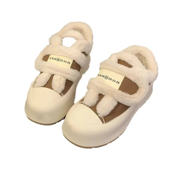 Shoes Woman 2025 Casual Female Sneakers Clogs Platform Autumn Shallow Mouth Round Toe British Style Loafers Fur New Creepers Fal