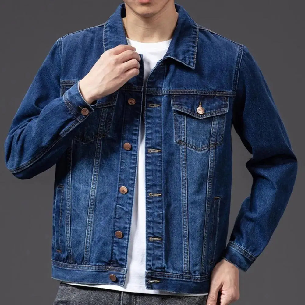Denim Jackets for Men Coat Navy Blue Men Jacket Single-breasted Cardigan Denim Coat Male Jacket chaquetas hombre куртка мужская