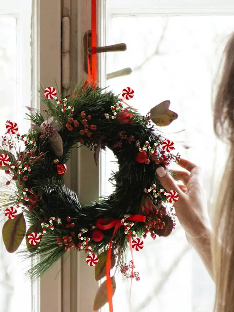 Christmas Candy Cane Decorations Christmas Tree Decoration Red White Lollipop Decoration Curved Candy Christmas Tree Stems Decor