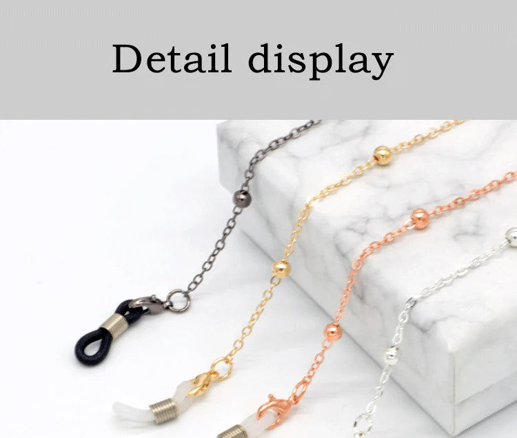 Fashion Metal Men women Eyeglass Chains Sunglasses Reading Beaded Glasses Chain Eyewears Cord Strap Rope female glasses chain