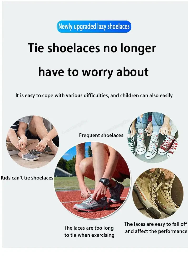 No Tie Shoelaces Semicircle Elastic Shoe Laces For Kids and Adult Sneakers Shoelace Quick Lazy Metal Lock Laces Shoe Strings