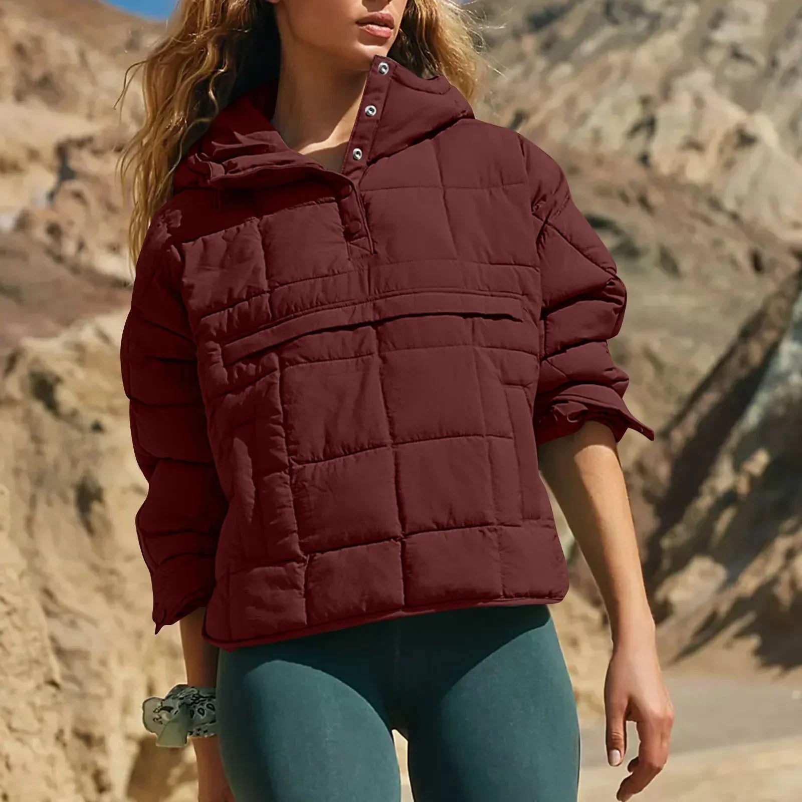 Quilted Jackets for Women Lightweight Long Sleeve Button Down Jacket Warm Winter Coat Outerwear with Pockets Ropas De Mujeres