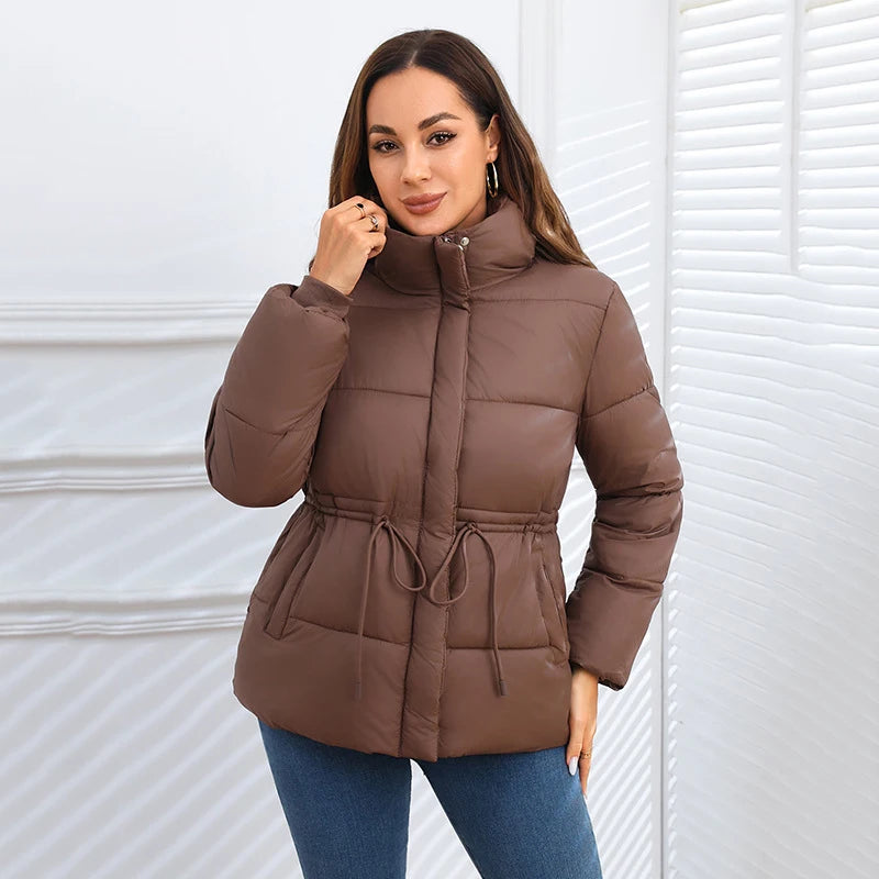 Women's Winter Tops Jacket Cotton Coat Waist Drawstring Hooded Large Size Warm Thickened Vintage Leisure Designed Soft Versatile