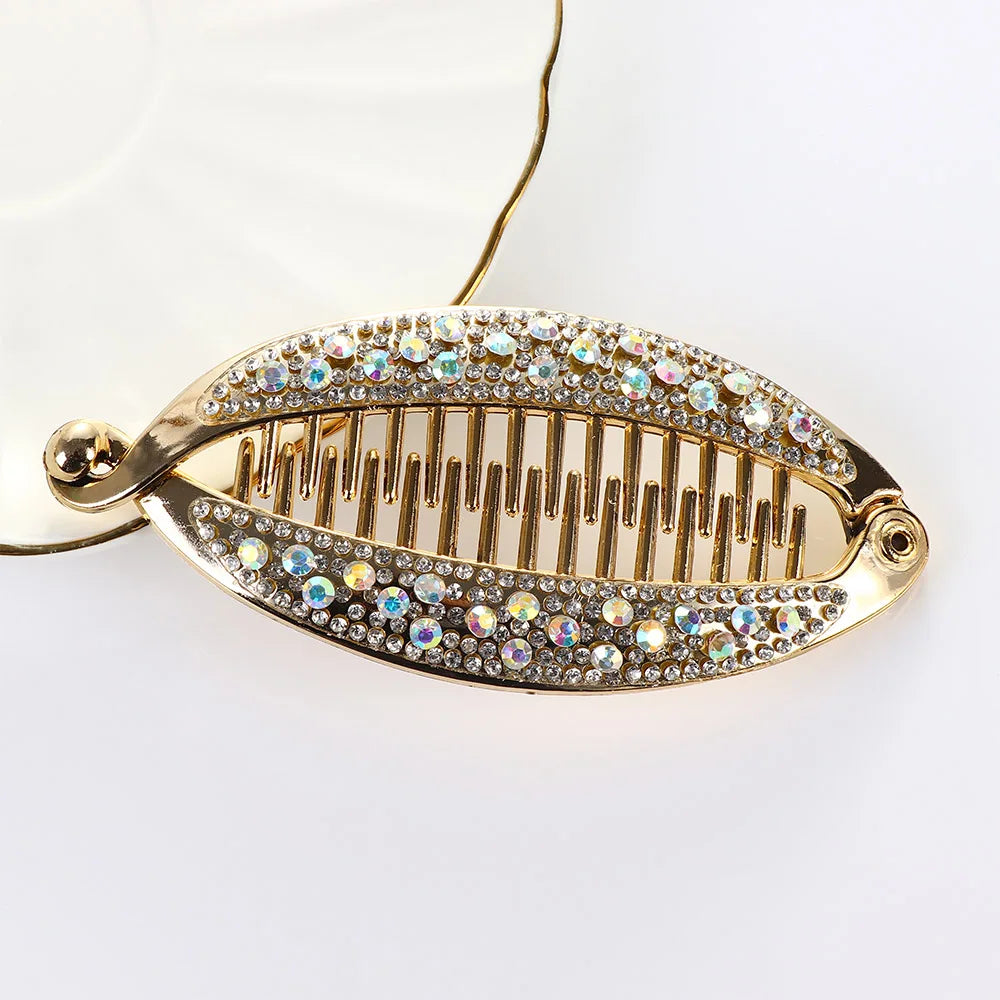 Fashion Accessories Women Rhinestone Banana Clips Barrettes Hairpins Hair Claws Fish Clip Hair Clips