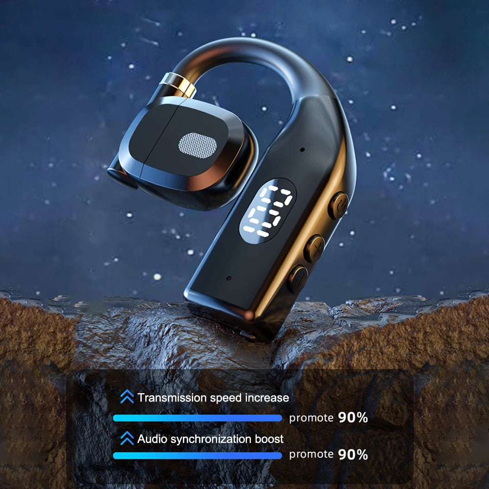 LED Single Earphones Long Standby Business Headphones Waterproof Mono Headset Outdoor Call Bluetooth 5.3 Wireless Earbuds