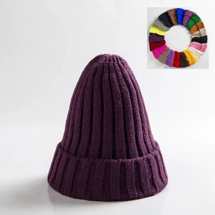 Winter Knitted Hat For Women Acrylic Beanie Unisex Elastic Warm Hip Hop Cap Soft Baggy Bonnet шапка женская Wholesale