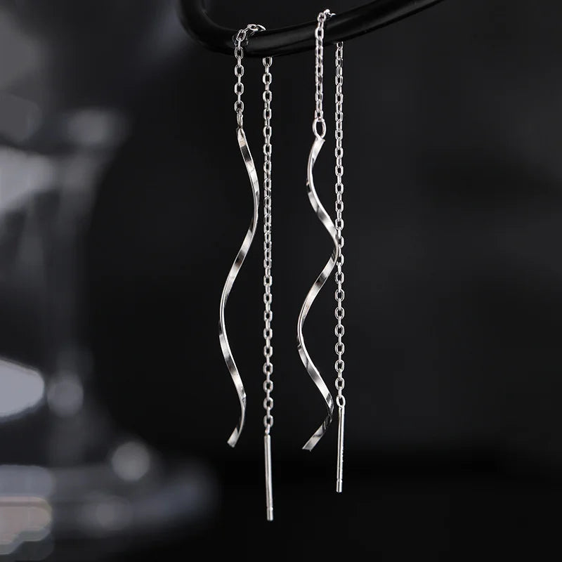 Accessories for Women Long Tassel Threader Earrings for Women Wave Shaped Simple Long Chain Earring Wedding Party Jewelry Gift