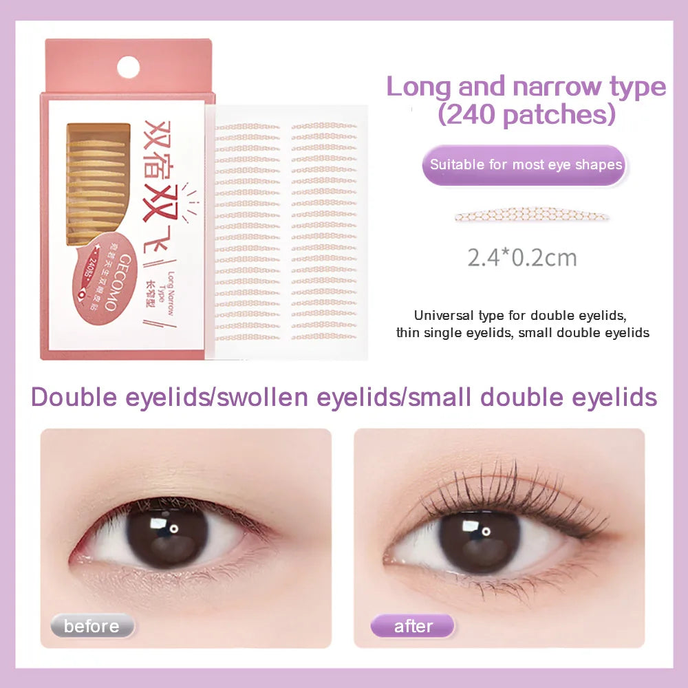 240 PCS Double Eyelid Stickers Natural Invisible And Long-lasting Shaping Big Eye Beauty Tapes For Single  Eyelid Person