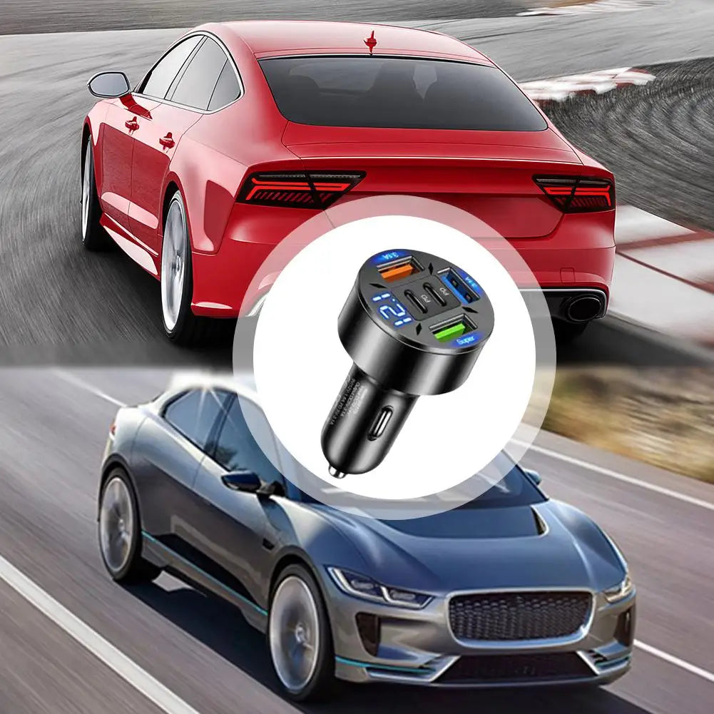 Digital Display Car With 3USB Car Charger Fast Phone Head Mobile Charging PD Phone Adapter Car Mobile Charging