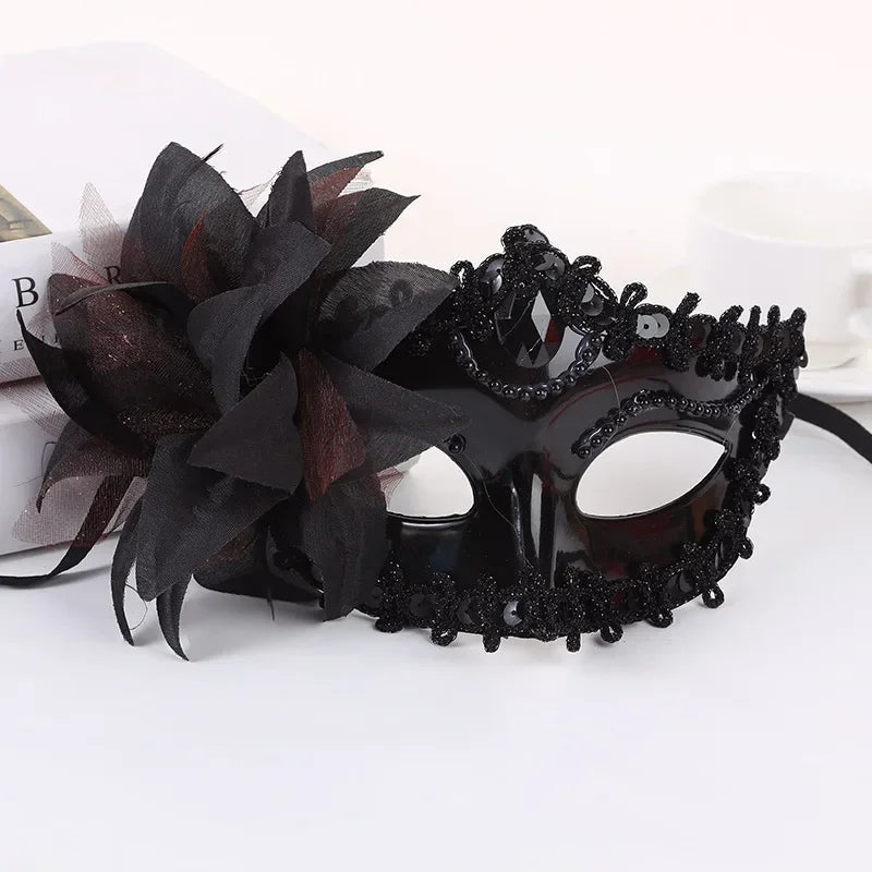 Halloween Princess Half Face Mask Mask Makeup Ball Lily Flower Mask Party Princess Sexy Half Face Mask Stage Performance Mask