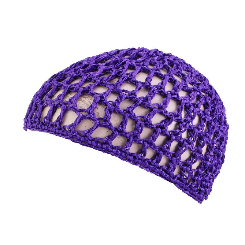 Women Mesh Hair Net Crochet Cap Rayon Knit Snood Hat Thick Short Hairnet Sleeping Night Cover Turbans Styling Tool Accessories