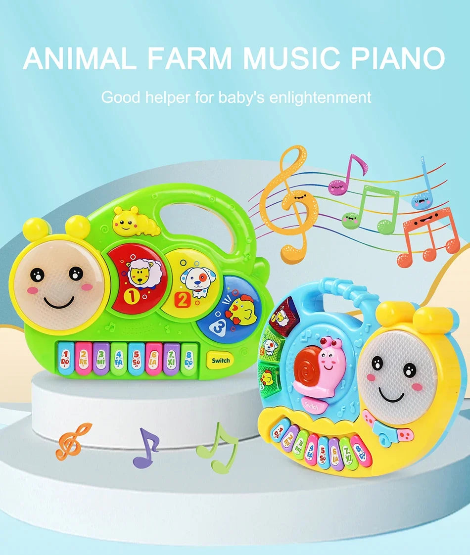 Kid Cartoon Piano Keyboard Game Electronic Multifunctional Toy Animal Sound Flashing Light Baby Instrument Educational Toys Gift