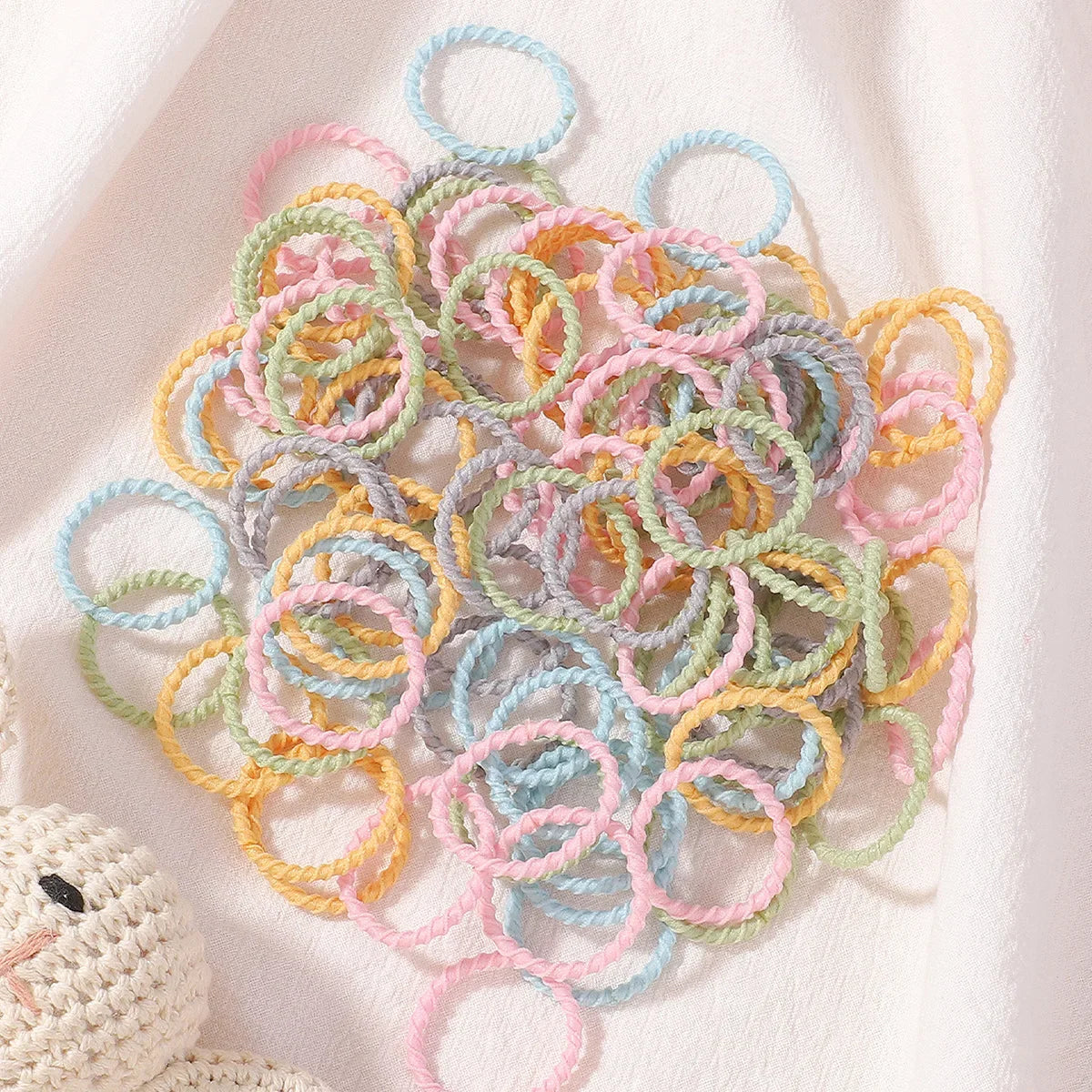100/200Pcs Girls Colorful Hair Bands Set Nylon Elastic Rubber Band Children Ponytail Holder Scrunchies Kids Hair Accessories