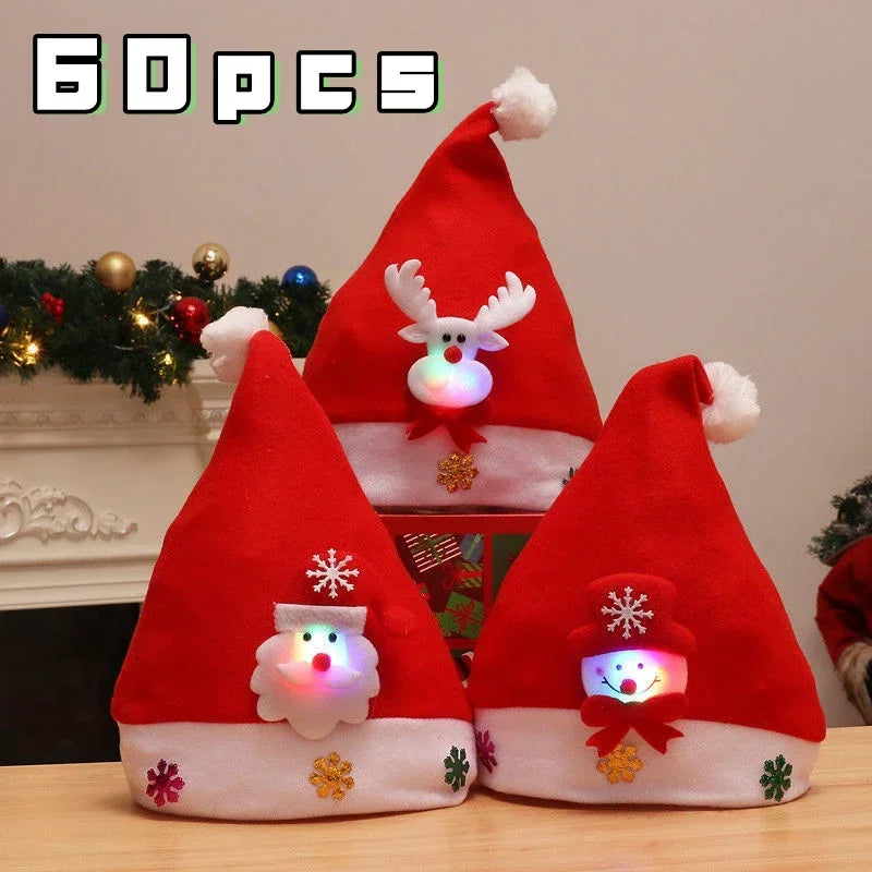 Hat New Year Costume Santa Claus Xmas Winter Gift Decor Christmas LED Hat New Year Cute Kids Adults Cap Navidad Children Girl