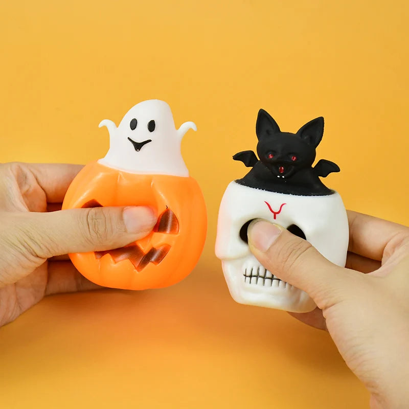 Halloween Pumpkin Relieves Stress Balls Squishy Skull Skeleton Squeeze Horror Toy Fidget Toys Halloween Party Kids Favor Gifts