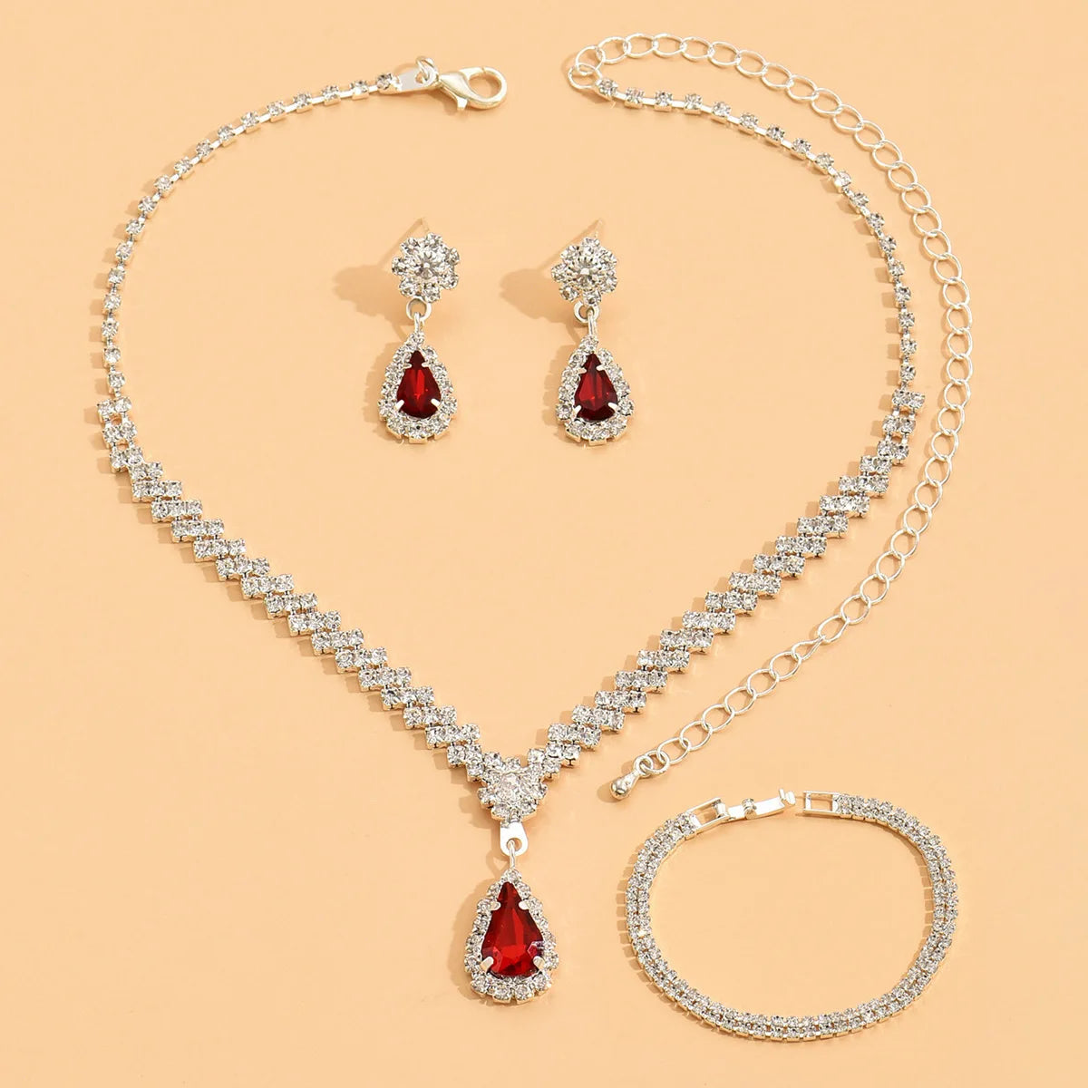 4 Pieces Of Women's Wedding Accessories, Earrings, Necklaces, Bracelets, Bridal Jewelry Sets, Banquet And Party Accessories-2910