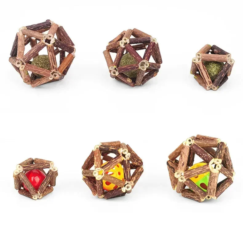Catnip Ball Toy Kitten Chewing Toys Clean Cats Teeth Healthy Catnip Balls Matatabi Wood Stick Cat Interactive Toys Pets Supplies