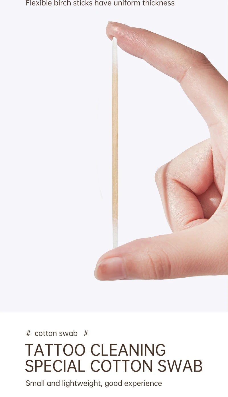 Disposable Ultra-small Double-end Wood Cotton  Swab 100pcs Lint Free Micro Brushes Eyelash Extension Glue Removing Tools