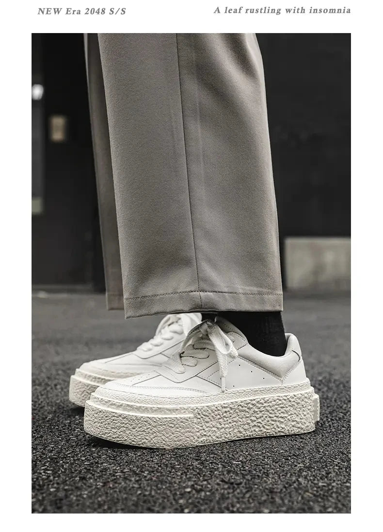 Men Fashionable Casual Sports Shoes Black White Thick-soled Lightweight Comfortable Outdoor White Sneakers Men Size 38-46