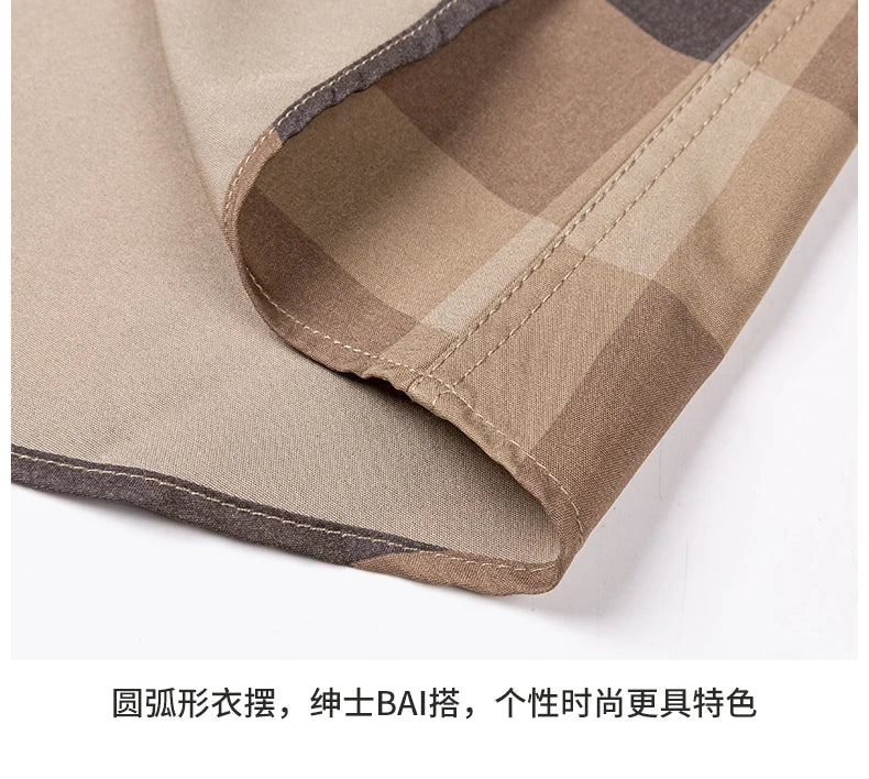 Men's Fashion Shirts Casual Slim Plaid Striped Men Clothing Business Social New Button Young And Middle-Aged Formal Long-Sleeved