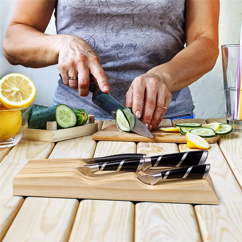 SOFT-Kitchen Drawer Knife Holder Knife Block Kitchen Drawer Organiser Storage Khaki Organizers