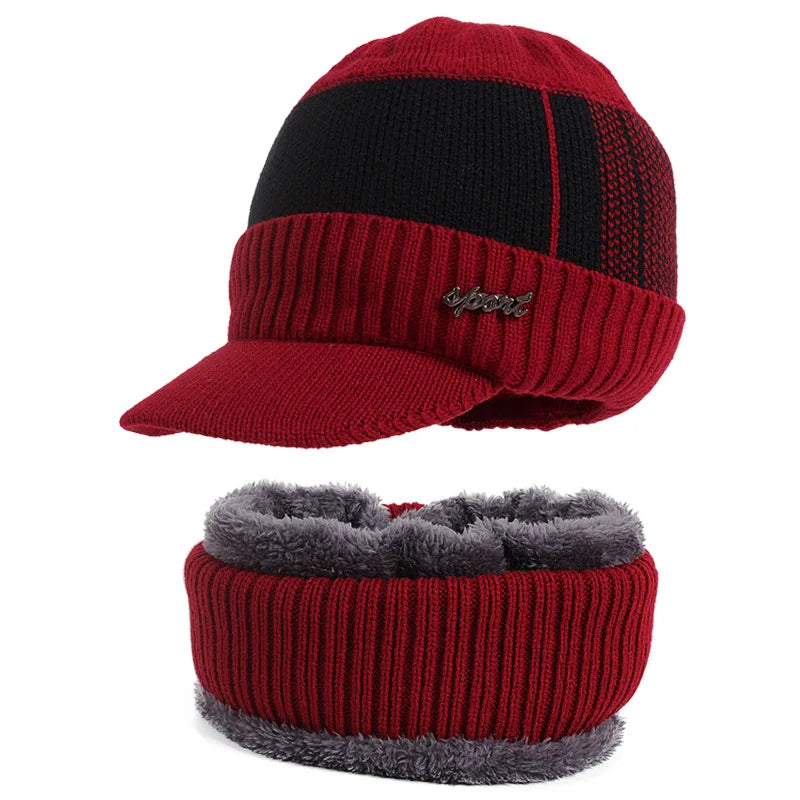Winter Hats For Men Skullies Beanie Hat Winter Cap Men Women Wool Scarf Caps Set Balaclava Mask Gorras Bonnet Knitted Hat