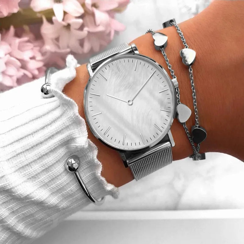 Women Watches Fashion Luxury Alloy Quartz Watches for Woman Metal Mesh Strap Simple Ladies Watch Female Clock montre femme