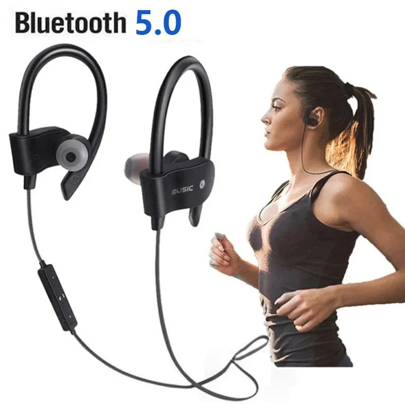 Bluetooth 5.0 Wireless Earphones Sports Headset Ear-Hook Waterproof Earbuds Neckband Magnetic Headphone With Mic For Smartphone