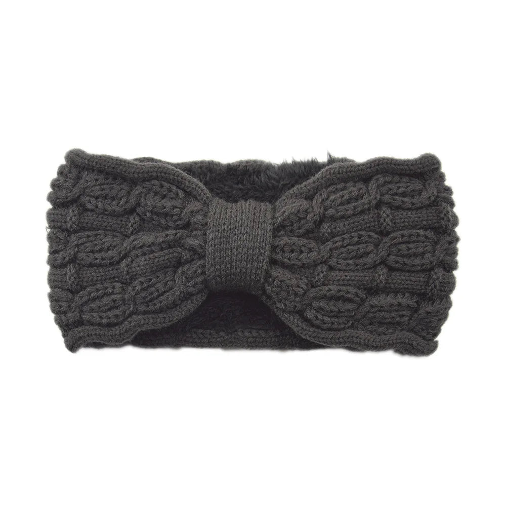 Winter Knitted Headband Crochet Turban Knitted Ear Warmer with Plush Lining Twisted Elastic Turban Head Wraps Hair Accessories
