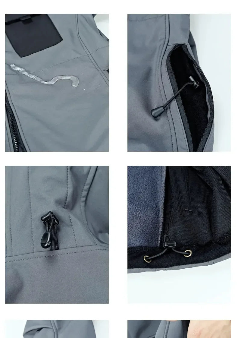 Tactical Jackets Men Outdoor Waterproof Hood Windbreaker Work Wear Soft Shell Multi-pockets Hunting Motorcy Tops Winter