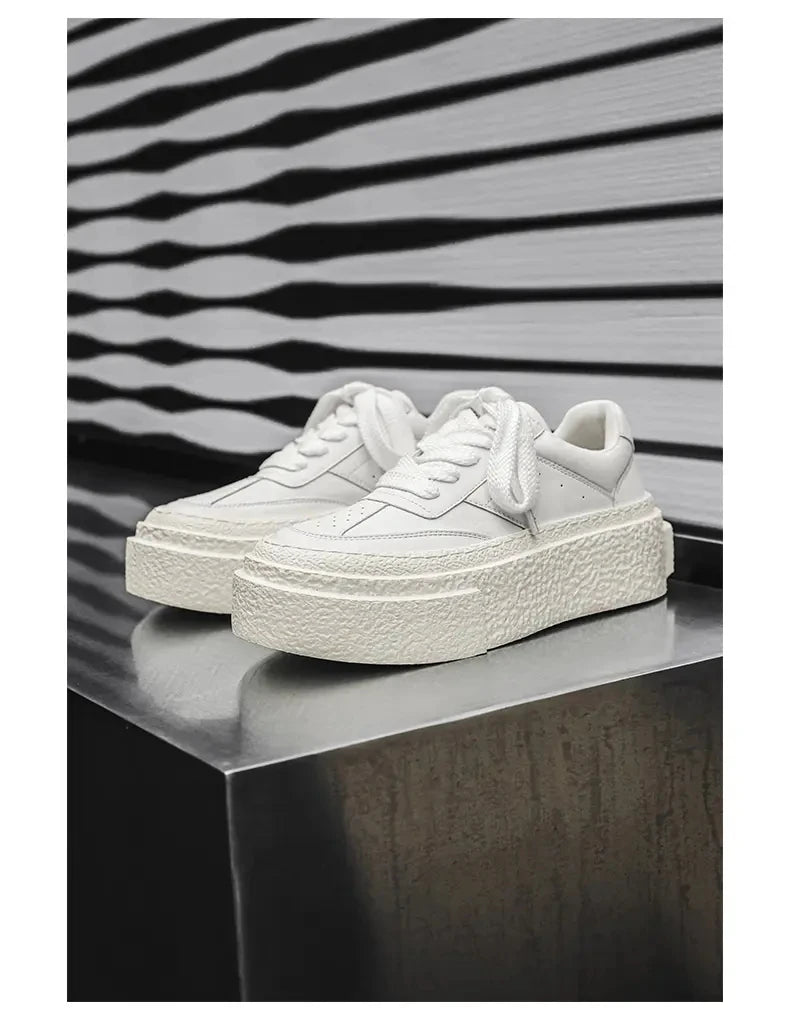 Men Fashionable Casual Sports Shoes Black White Thick-soled Lightweight Comfortable Outdoor White Sneakers Men Size 38-46