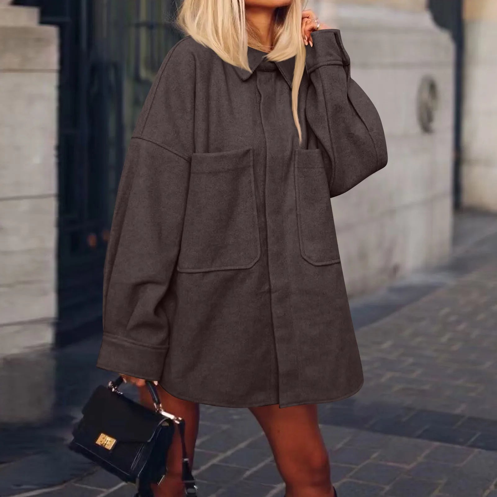 Women Casual Comfort Jackets Cozy Soft Fabric Casual Lapel Collar Winter Outerwear Female Daily Vintage Wearing With Pocket