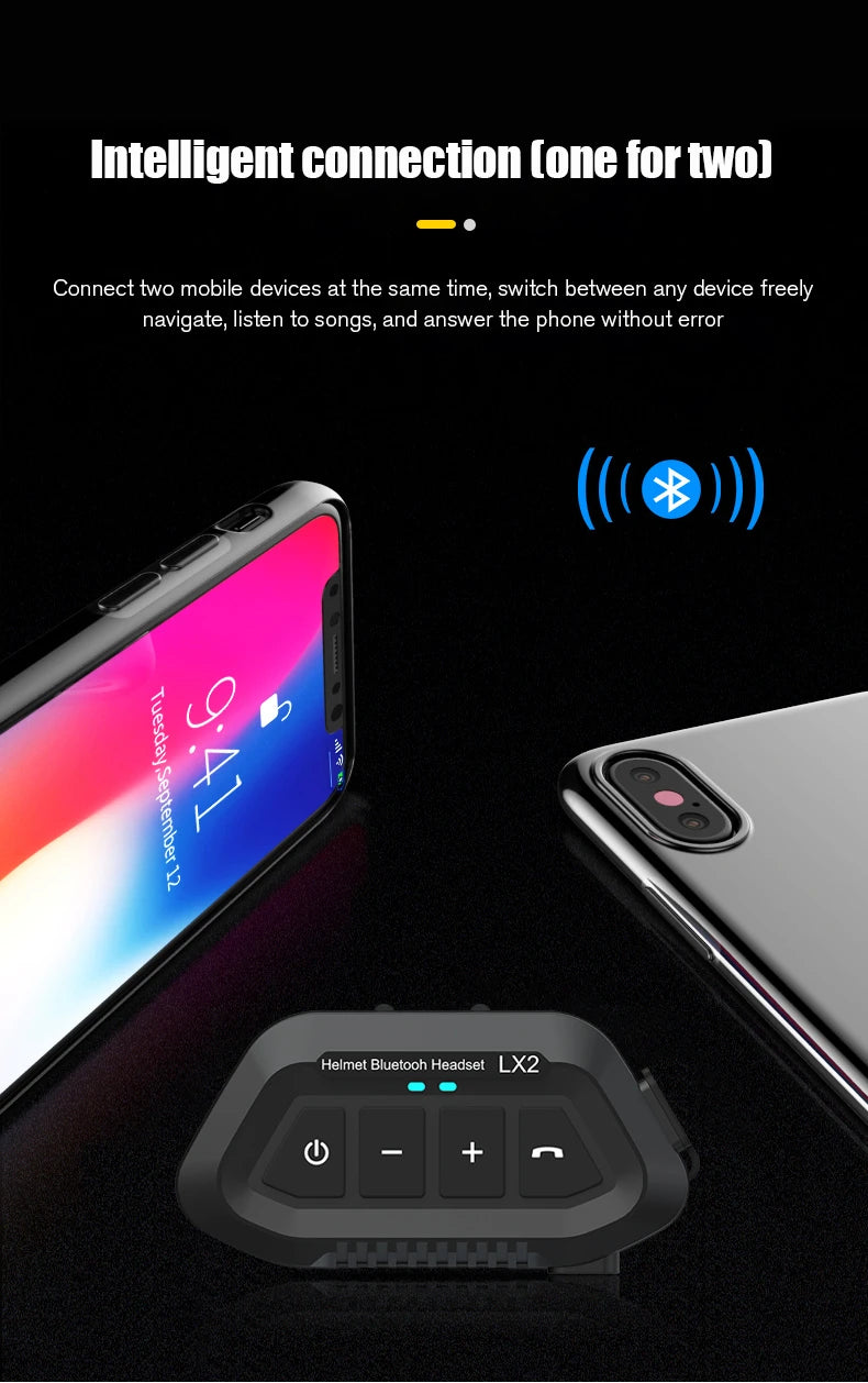 Motorcycle Helmet Earphone Bluetooth Headset Waterproof Voice Assistant Moto Earphone Motorbike Hands Free Wireless Headphone