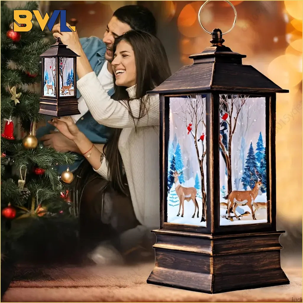 Christmas Santa Lantern Snowman Elk Night Light Holiday Party Wind Lamp Desktop Ornament Merry Xmas Home Decoration Supplies