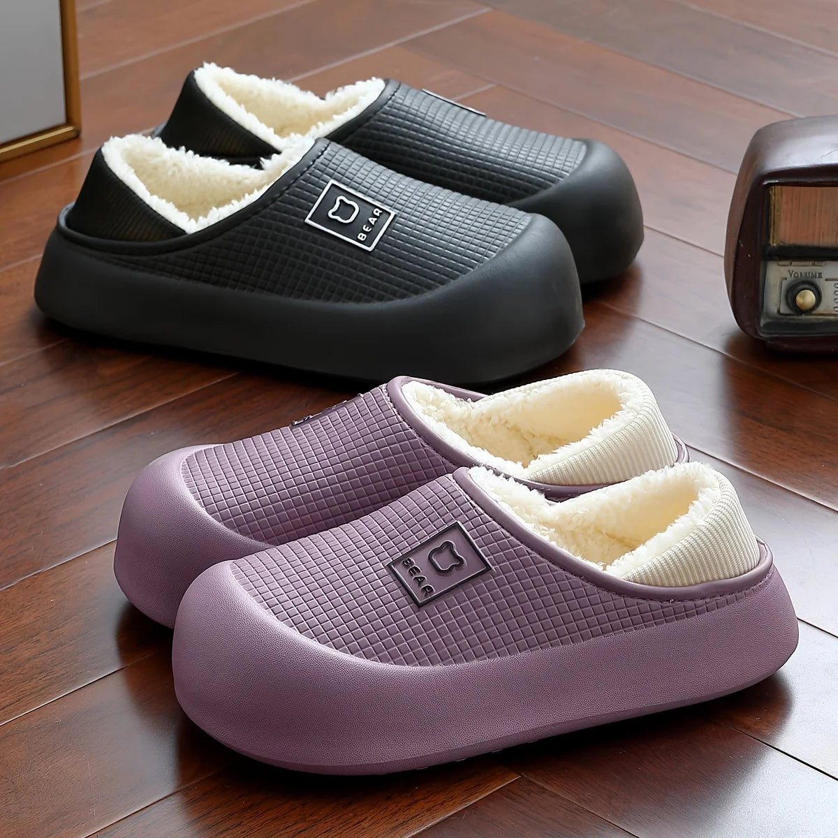 Women's Slippers Winter 2025 New Style Heeled Indoor Home Thick Sole Non-Slip Fleece Lined Warm Slippers for Women
