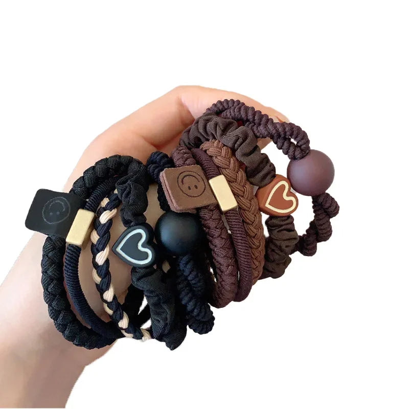 10PCS Women's Hair Ring Set Hair Accessories High Elasticity Leather Band Simple Temperament High Ponytail Durability New Style