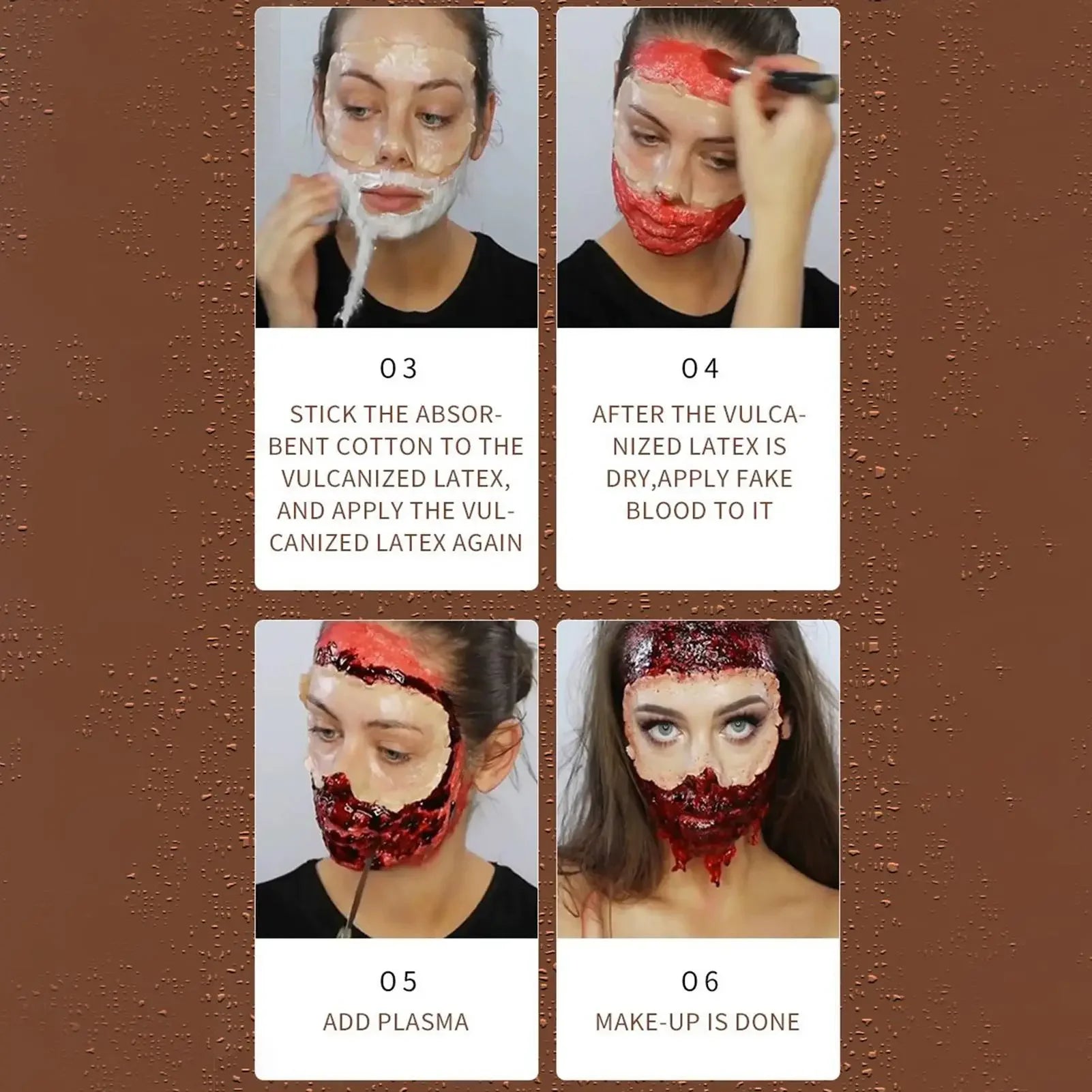 Halloween Makeup Kit Scars Wax Special Effects Stage Fake Wound Skin Wax with Spatula Stipple Sponge Fake Wood Special