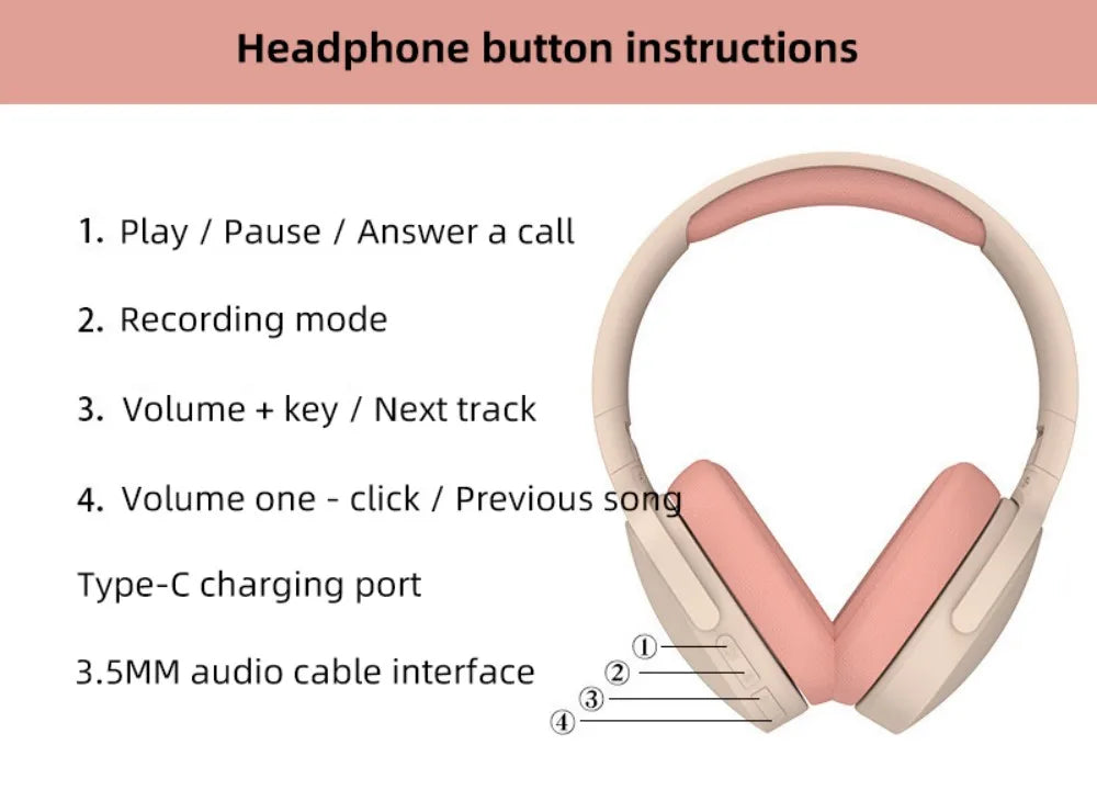 Wireless Headphones Bluetooth 5.1 Over Ear HiFi Stereo Headset True Wireless Sports Earphones Noise Cancelling Gaming Headphones