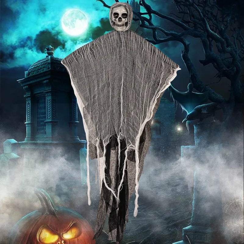 Halloween Decorative Hanging Ghost Skull Skeleton Gauze Haunted Home Party Horror Props Hanger House Yard Party Hanging