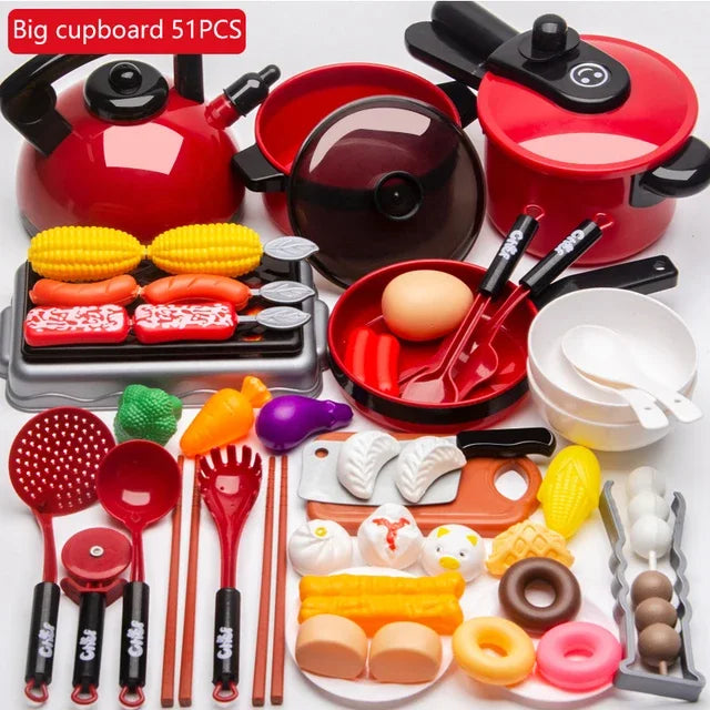 Kitchen Toys Set For Kids Girl Cooking Baby Cutting Fruit Cooking Kitchen Utensils Children's Simulation Education Pretend Play