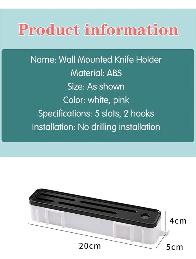 Kitchen Knife Holder Wall Mounted Multifunctional Knife Holder Home Cutlery Wall Mounted Storage Rack Kitchen Cutlery Organizer